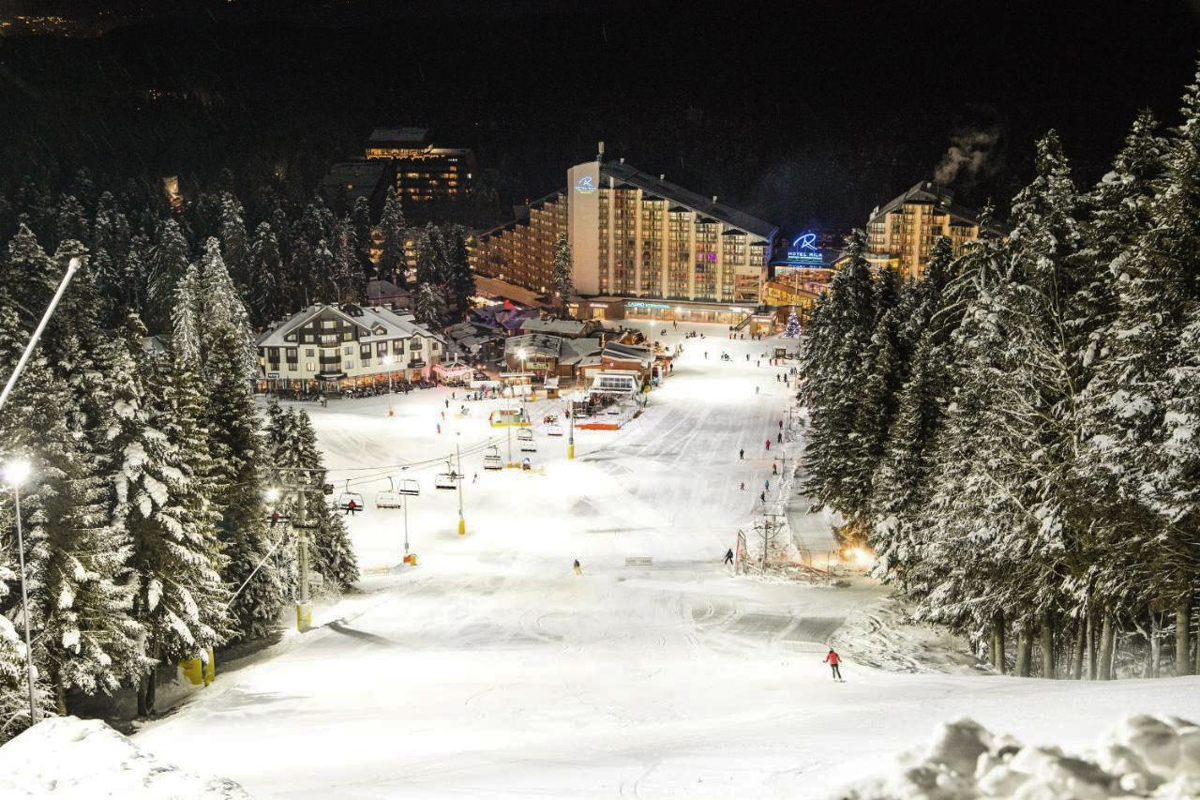 Borovets ski resort at night