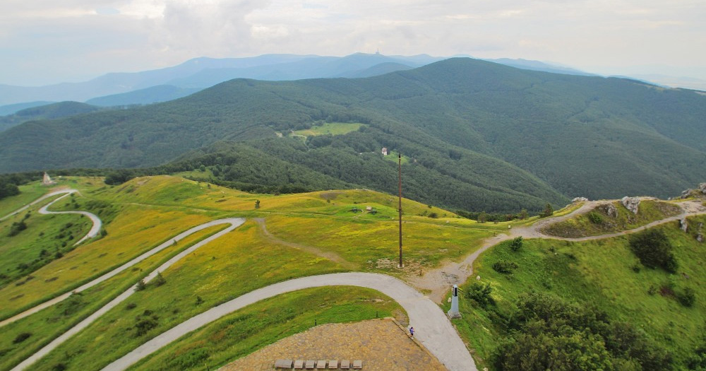 Shipka Pass. Mountain road in Bulgaria