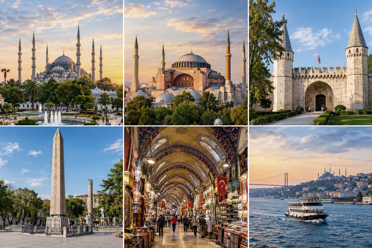 Istanbul attractions, collage