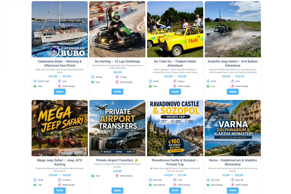 Excursion prices in Bulgaria