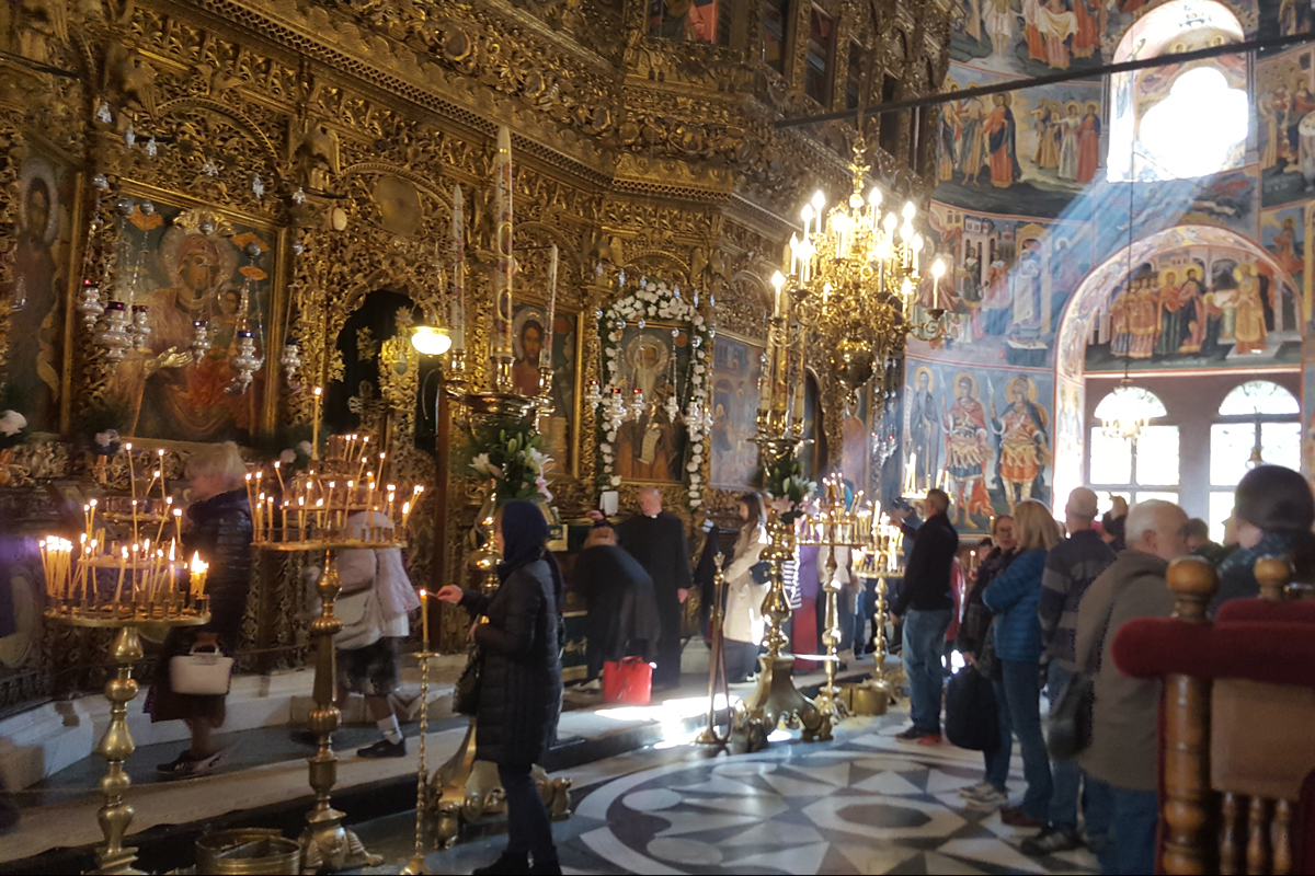 Interior of the main church at Rila Monastery