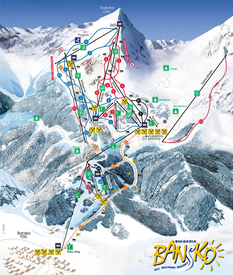 Map of Bansko ski resort