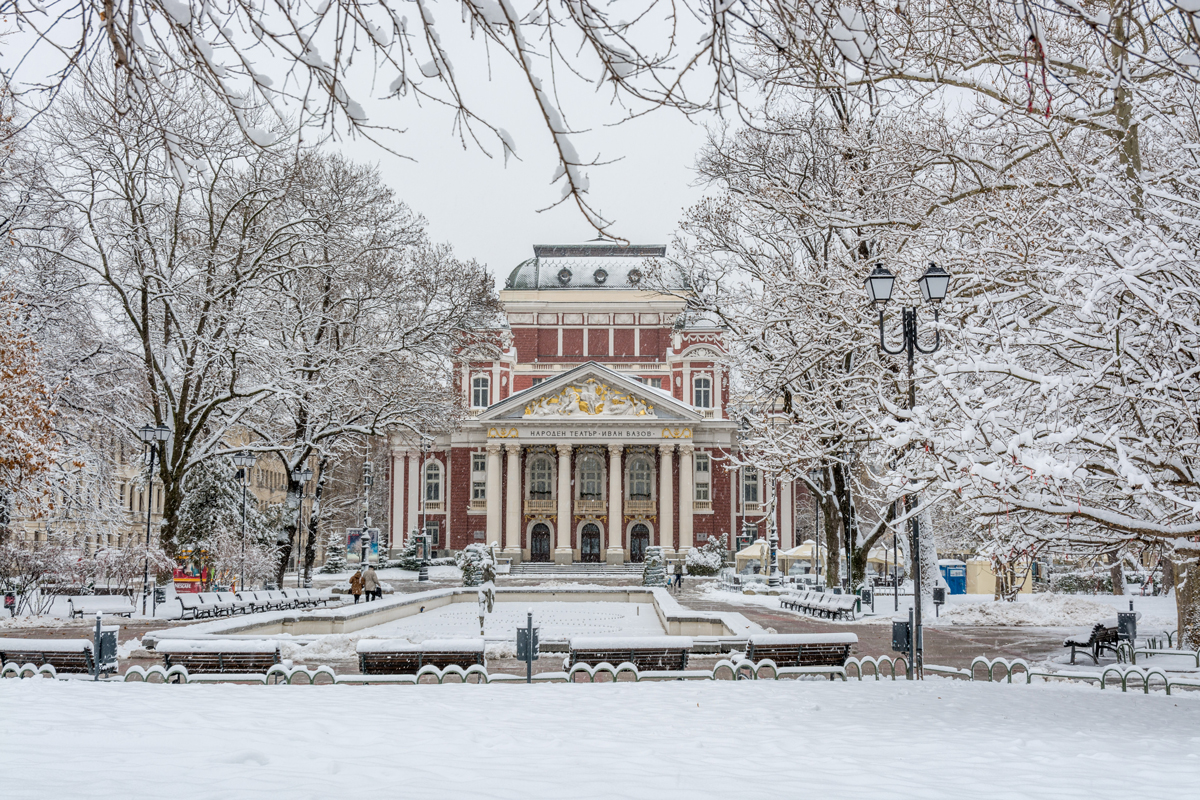 Ivan Vazov National Theatre in Sofia in winter